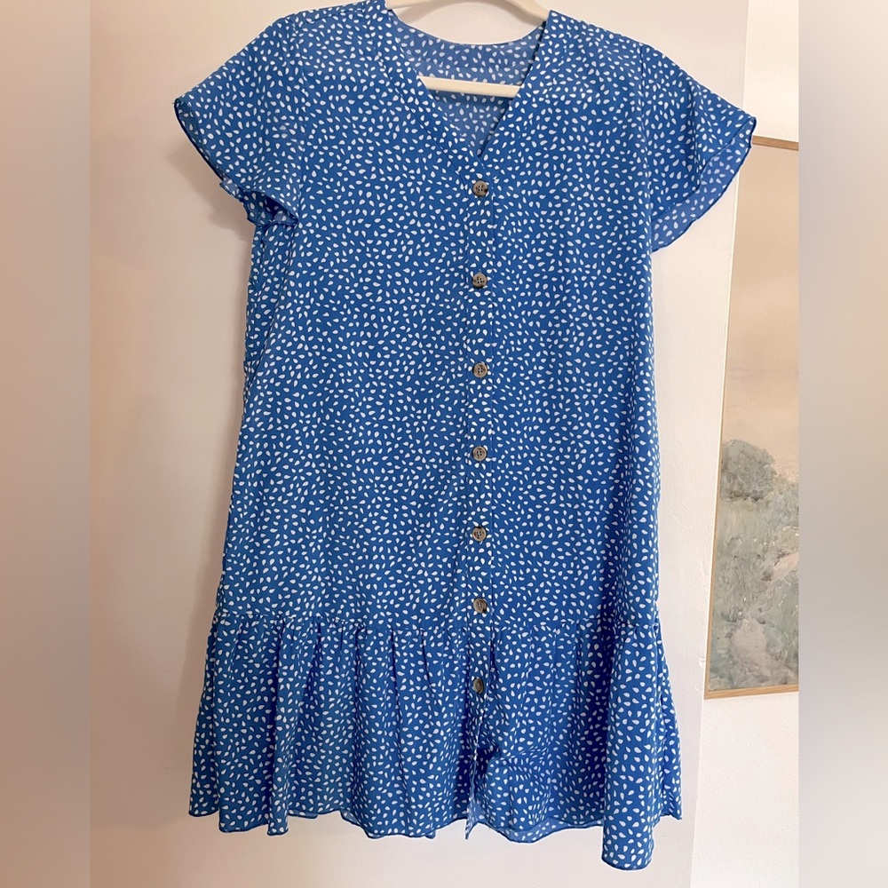 Blue and white womens sun dress